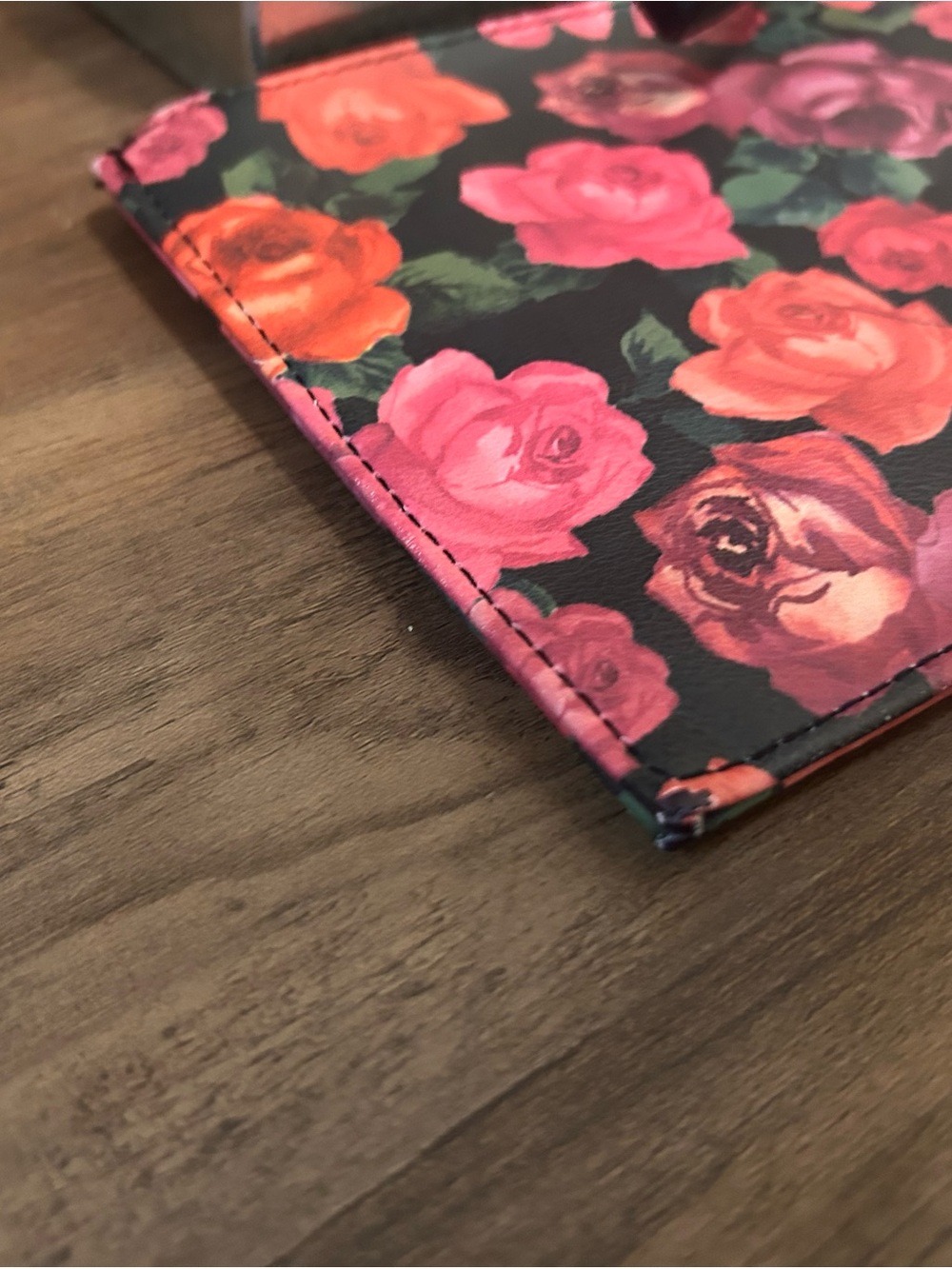 Juicy Couture Black Floral Zip Clutch Wristlet with Pink & Red Roses - Picture 5 of 7